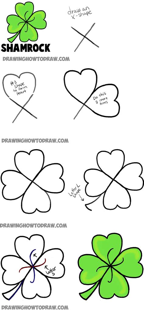 Step-by-Step Clover Drawing Tutorial Step 1: Begin by Drawing a Heart. We begin constructing the leaves of your clover drawing. Each leaf is shaped like a... Step 2: Outlining the Second Leaf. Just …